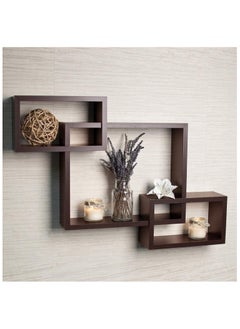 Buy Gad Woods Decor Nesting Wood Squares 3 Pieces Floating Hanging Box Brown MDF Wood 70x40cm in Egypt