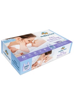 اشتري Nappy Time Baby Nappy Bags x 250 - Lavender Scented, Antibacterial, Easy-Tie Handles, Leak-Proof, Oxo-bio-degradeable, 30x30cm في الامارات