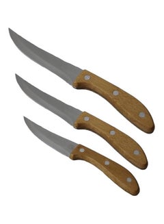اشتري طقم سكاكين مطبخ 3 قطع استانلس يد خشب في مصر