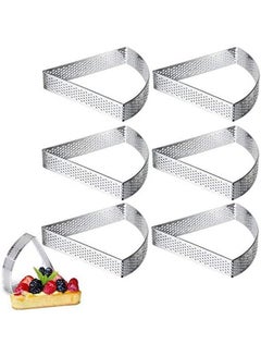 Buy 6 Pcs Tart Rings, Stainless Steel Perforated Tart Ring for Baking, Pastry Ring for French Tarte, Tart Crust, Gift Package, Fan Shape Chocolate Molds Round Cake Mold Cheesecake Cake Template Cake Tray in UAE