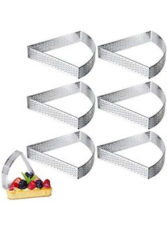 Buy 6 Pcs Tart Rings, Stainless Steel Perforated Tart Ring for Baking, Pastry Ring for French Tarte, Tart Crust, Gift Package, Fan Shape Chocolate Molds Round Cake Mold Cheesecake Cake Template Cake Tray in UAE