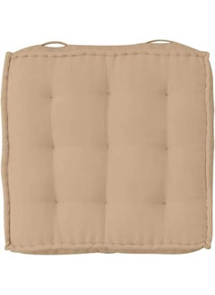 Buy Decorative Square Cotton Floor Cushion 45X45 Dark Beige in Saudi Arabia