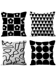 Buy Set of 4 throw pillow case 45 x 45cm, Decorative Geometric Modern Pattern throw pillow cover, Pillow Cushion Case for Sofa Couch Bed Home Car Office Decor, (Double sided pattern) in Saudi Arabia