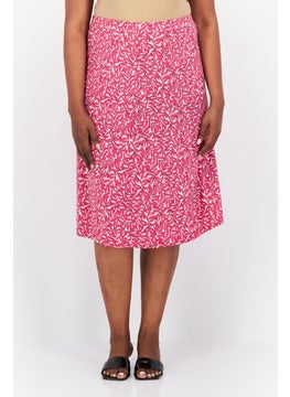 Buy Women Floral Pull On Midi Skirt, Pink in UAE