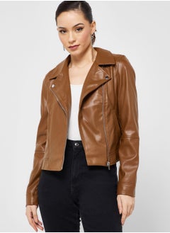 Buy Pu Zip Detail Jacket in UAE