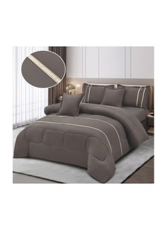 Buy 6 Piece Royal Comforter Set King Size With Two Comfortable Strip Hotel Pillow in Saudi Arabia