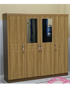 Buy 4 Door Lockable Full MDF Wooden Wardrobe,Cabinet,Cupboard Of Engineered Wood Perfect Modern Stylish Heavy Duty Color (Beige) in UAE