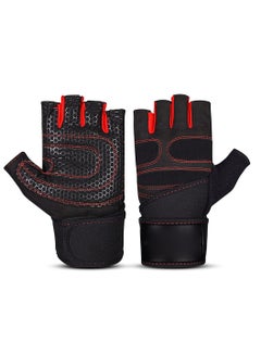 Buy Anti-Slip Adjustable Velcro Strap Weightlifting Gloves L in Saudi Arabia
