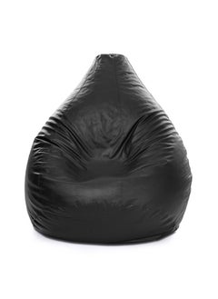 Buy 3XL Faux Leather Multi-Purpose Bean Bag With Polystyrene Filling Black in UAE