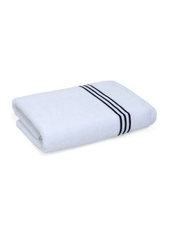 Buy Hotel Embroidery Bath Towel, White & Navy - 500 GSM, 140x70 cm in UAE