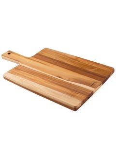 Buy Kitchen 40x27cm Teak Wood Cutting Board with Handle with Mineral Oil Finish in UAE