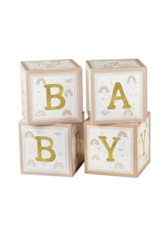 Buy Boho Rainbow Baby Block Box Photo Prop Decoration & Nursery Décor (Set Of 4 Spells Baby) in UAE
