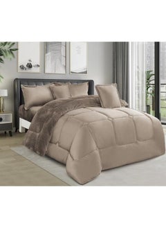 Buy 6 Pieces Winter Comforter Set One Velvet Side And One Side Fur Queen Size 230x250 cm in Saudi Arabia