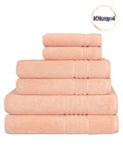 Buy LUKSYOL Luxury Towel Set: 100% Turkish Cotton 600 GSM 6-Piece (2 Bath, 2 Hand, 2 Washcloths) Hotel Quality|OEKO-TEX Certified & Made in Green  Soft, Absorbent, & Elegant Shell Coral in UAE