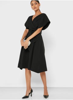 Buy Surplice Detail Belted Dress in UAE