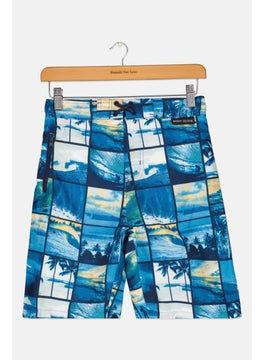 اشتري Kids Boy Allover Print Beach Shorts, Blue Combo في الامارات