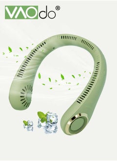 Buy Portable Neck Fan Hands-free Bladeless Fan USB Charging Wearable Bladeless Fan Battery Life 12h Mute Silicone Material Earphone Design 360° Wind Fan Light Green in UAE