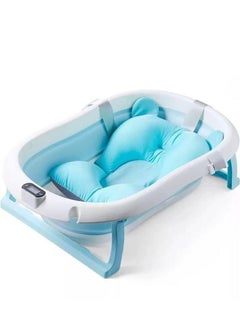 Buy Baby Bathtub Portable With Baby Cushion , Collapsible Toddler Bath Tub for 0-2 Years Kids Foldable Infant Shower Basin in Saudi Arabia