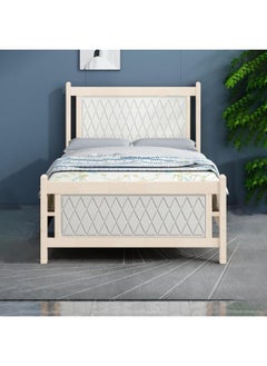 Buy Comfortable Wooden Bed Strong And Sturdy Modern Design Bed Frame Single 90x190cm, White in UAE