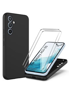 اشتري Samsung Galaxy A54 5G Case with 2 Pack Tempered Glass Screen Protector Microfiber Shockproof Soft Liquid Silicone Protective Phone Cover for Galaxy A54 5G في الامارات