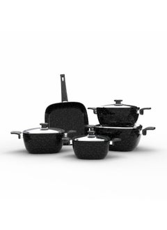 Buy Top Chef Granite Set Of 9 Squares (Pot 28/24/20/18/Frying Pan 26) Black in Egypt