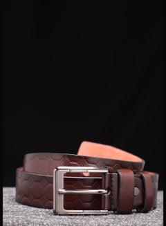Buy Casual Textured PU Leather Waist Belt For Men in UAE
