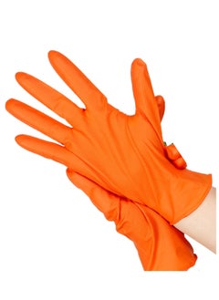 Buy Orange Nitrile Gloves,Industrial Disposable Gloves Latex free, Powder Free,Mechanic Gloves,Diamond Texture in UAE