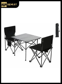 Buy Camping Portable Folding Table and 2-Piece Chair Set, Outdoor Folding Picnic Table Folding Picnic Side Table and Chairs with Portable Storage in Saudi Arabia