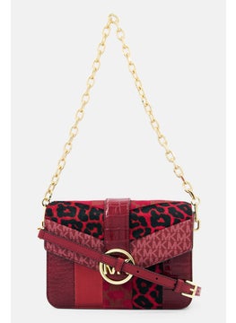 Buy Women Textured Cross Body Bag 22 L x 15 H x 4,5 W cm, Maroon in UAE