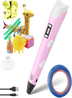 Buy Blue 3D Printing Pen Kids Doodling Drawing Learning Toy Educational 2.0 Pencil with LCD Display in UAE