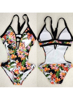 Buy Women One Piece Swimsuit, Printed Bathing Suits Bikini, V Neck Swimwear, Halter Swimming Suits in Saudi Arabia