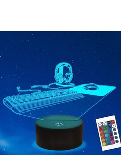 Buy 3D Keyboard Illusion Lamp  Headset Multicolor Night Light with Remote Control and Timing Function 16 Color Changing Gaming Mouse Computer Accessories Best Gamer Gift in UAE