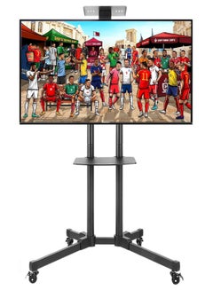Buy Mobile TV Stand with Wheels Rolling TV Cart Floor TV Trolley for 32-70 Inch LCD LED Flat Curved Screen, Height Adjustable Portable TV Stand Movable Tilt Holder Holds up to 50kg with Media Shelf Tray in Saudi Arabia