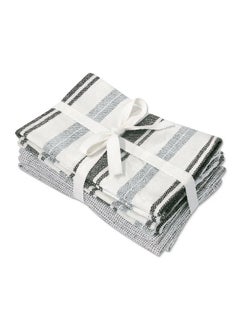 Buy 4-Piece Stripe Pattern Machine Washable Cotton Kitchen Towel Set Grey and White 33 x 33 cm 10434.4DC.75 in Saudi Arabia