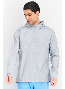 Buy Men Sportswear Fit Windbreaker Jacket, Grey in UAE