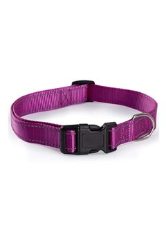 اشتري Reflective Dog Collar with Safety Locking Buckle Adjustable Safety Nylon Pet Collars with Quick Release Buckle for Small Medium and Large Dogs (Purple S) في الامارات