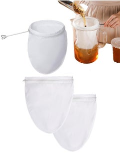 Buy 3 PCS Fine Mesh Strainer Bags with Handle, Reusable Nut Milk Bag Thai Tea Strainer, Cheesecloth for Straining NutMilk Coffee Milk Juices Honey Wine Oil in UAE