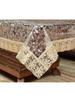 Buy Transparent 3D Design Center Table Cover 4 Seater 40*60 Inches Golden Lace in Saudi Arabia