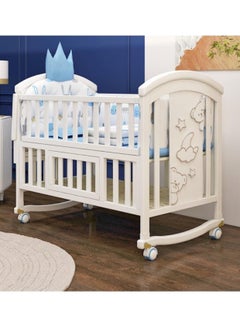 اشتري Multifunctional baby bed, solid wood bed, rocking bed, linkage movable, large bed for newborns في السعودية