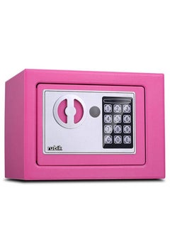 Buy Mini Electronic Digital Security Safe Deposit Box With Electronic Keypad Lock and Physical Key For Home Office Hotel Jewelry Passport Watches Cash Storage (Pink) in UAE