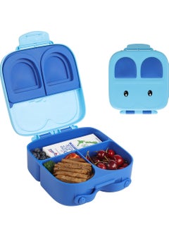 اشتري Snack Attack TM Lunch Box Bento style Bunny Shape Blue Color for Kids|3/4 Convertible Compartments| BPA FREE|LEAK PROOF| Dishwasher Safe | Back to School Season |Food Graded Materials (Blue) في الامارات