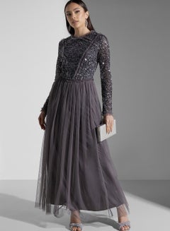 Buy Sequin Detail Ruffle Dress in Saudi Arabia
