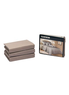 Buy 3-Piece Machine Washable High Quality King Fitted Sheet Set Light Grey 6 x 30 x 25 cm CN K3PCFTDT300-LGRD in Saudi Arabia