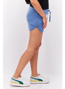 اشتري Women Ribbed Basic Shorts, Blue في الامارات