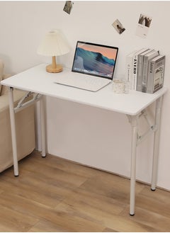 Buy Lawazim Foldable Table -White - Compact Folding Desk with Non-Slip Feet, Lightweight and Durable Design, Multi-Purpose for Home Office, Study, Dining, and Small Spaces, (No Assembly Required) in Saudi Arabia