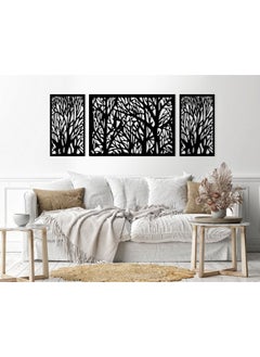 Buy Decorative forest trees wooden wall Art 3 panels 80x225 cm in Egypt