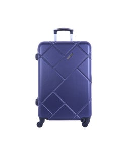 اشتري Lightweight ABS Hard Side Spinner Medium Checked In Luggage Trolley Bag with Lock 24 Inch Navy في السعودية