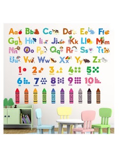 Buy Decowall DS-8044 animal alphabet numbers colour decals stickers kids peel and stick removable for room decor letters ABC classroom playroom decorations educational bedroom nursery in UAE