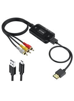 اشتري RCA to HDMI Converter, Composite Adapter Male AV Support 1080P PAL/NTSC Compatible with PS one, PS2, PS3, STB, Xbox, VHS, VCR, Blue-Ray DVD Players, High-Quality Chip, Wide Compatibility في الامارات