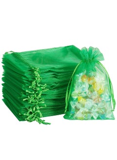 Buy 50-Piece Organza Drawstring Gift Bags 15x10cm Green in UAE